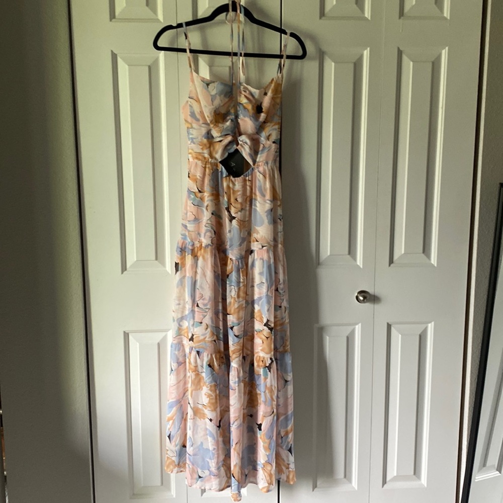 ASTR the label Brandy Floral Cinched Front Cutout Maxi Dress